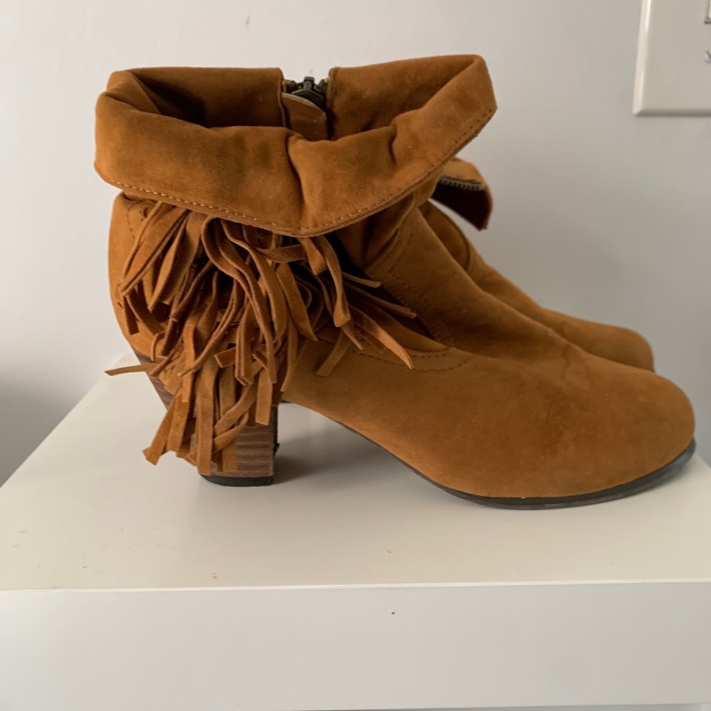 Tan Suede Leather Ankle Boots 7.5